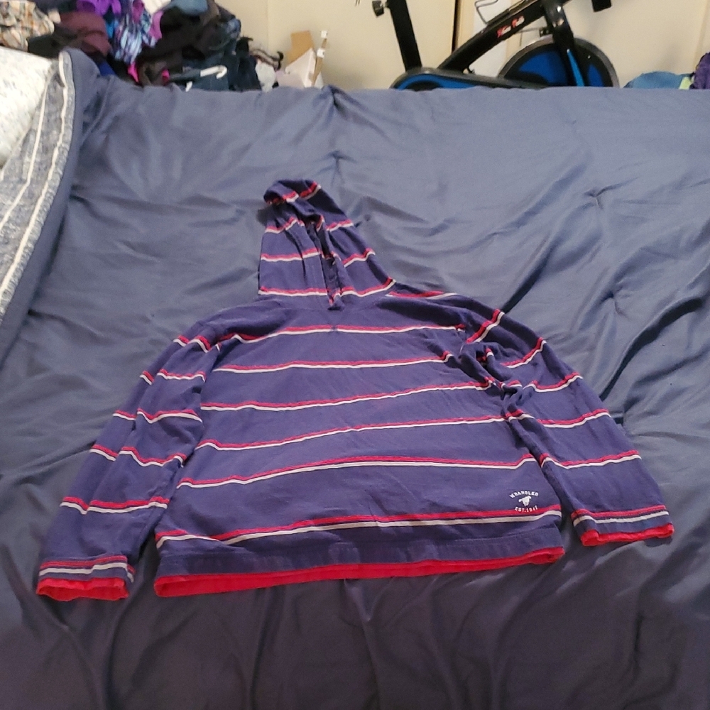 Navy and Red Striped Hoodie